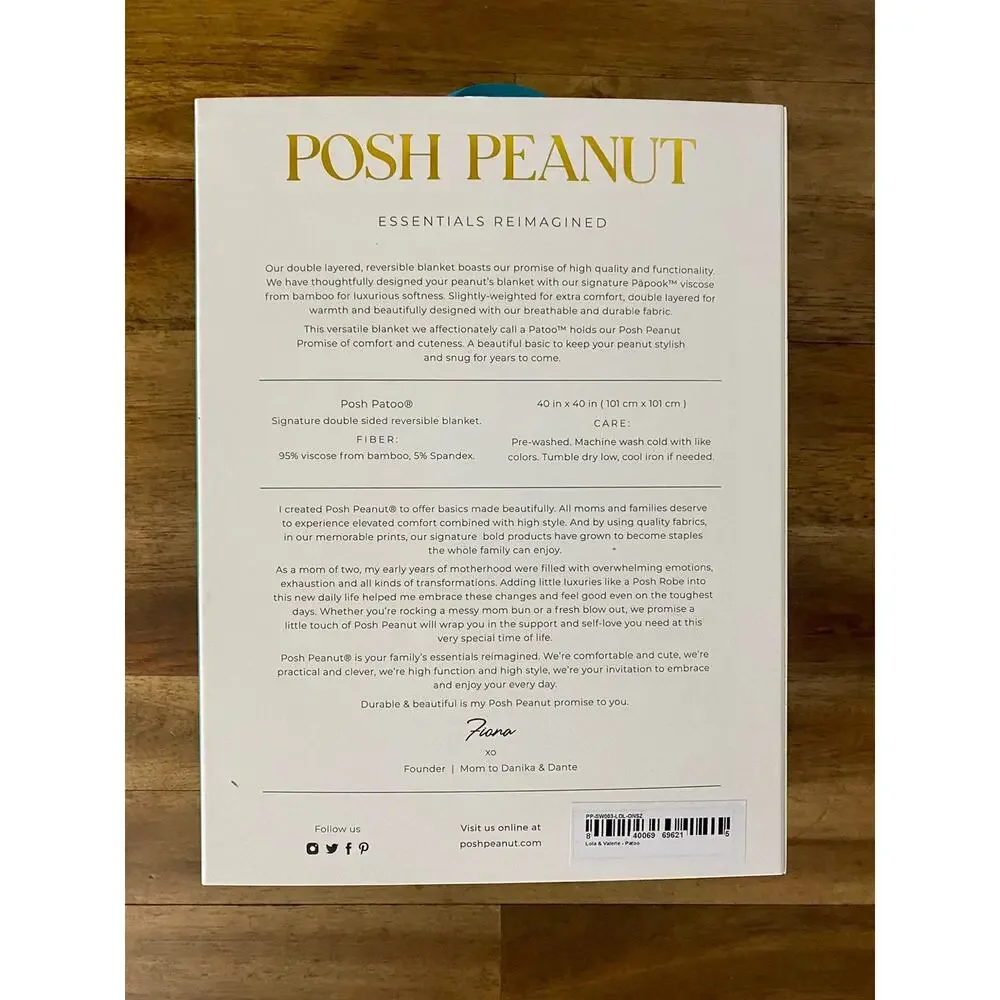 NIB Posh Peanut Blue White Heart Lips Lola & Valerie Valentines Patoo Blanket